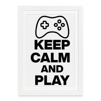 RESTEZ CALMES ET JOUEZ ! NERDLIFE GAMING EN LIGNE - Affiche encadrée (27 × 37 cm) - blanc - Devant