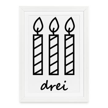 three birthday candles - Framed poster (27 × 37 cm) - white - Front