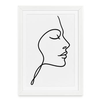 Silhouette du visage de la ligne - Affiche encadrée (27 × 37 cm) - blanc - Devant