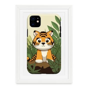 Petit Tigre dans la Jungle - Affiche encadrée (27 × 37 cm) - blanc - Devant