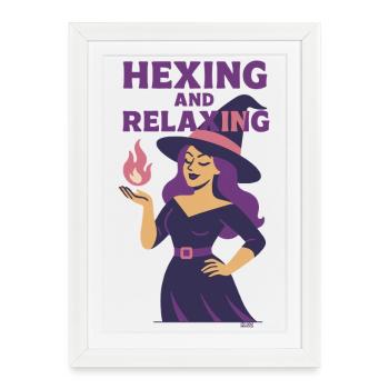 Hexing and Relaxing Witch - Framed poster (27 × 37 cm) - white - Front