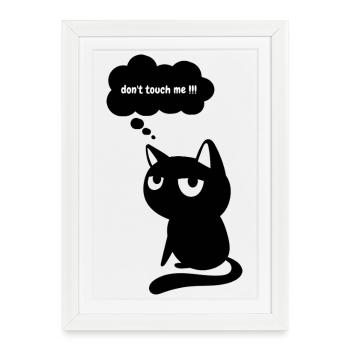 Chat drôle « Ne me touche pas » - Affiche encadrée (27 × 37 cm) - blanc - Devant