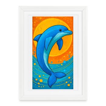 dauphin - Affiche encadrée (27 × 37 cm) - blanc - Devant