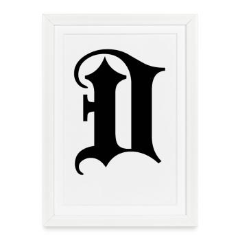 Typographie T-shirt à motif de mosaïque de lettres en D - Affiche encadrée (27 × 37 cm) - blanc - Devant