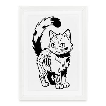 Chat Zombie - Affiche encadrée (27 × 37 cm) - blanc - Devant