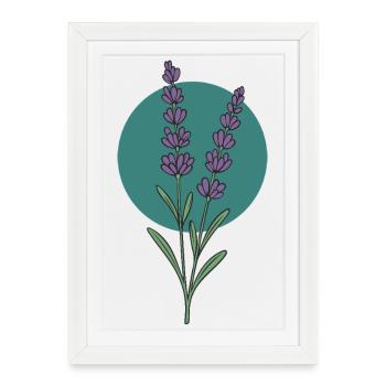Lavande – motif floral botanique - Affiche encadrée (27 × 37 cm) - blanc - Devant