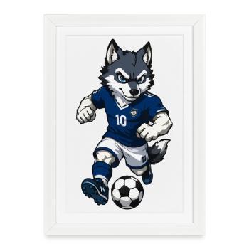 Blue Wolf striker in jersey - Framed poster (27 × 37 cm) - white - Front