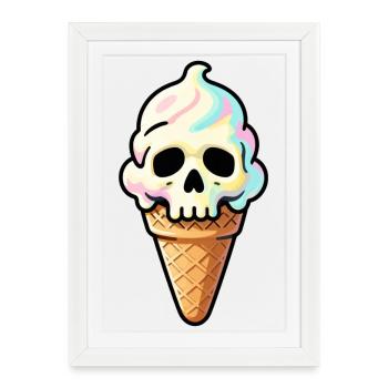 Rainbow Glazed Skull - Framed poster (27 × 37 cm) - white - Front