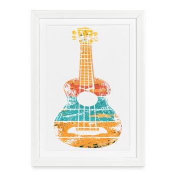 Style rétro du ukulélé - Affiche encadrée (27 × 37 cm) - blanc - Devant