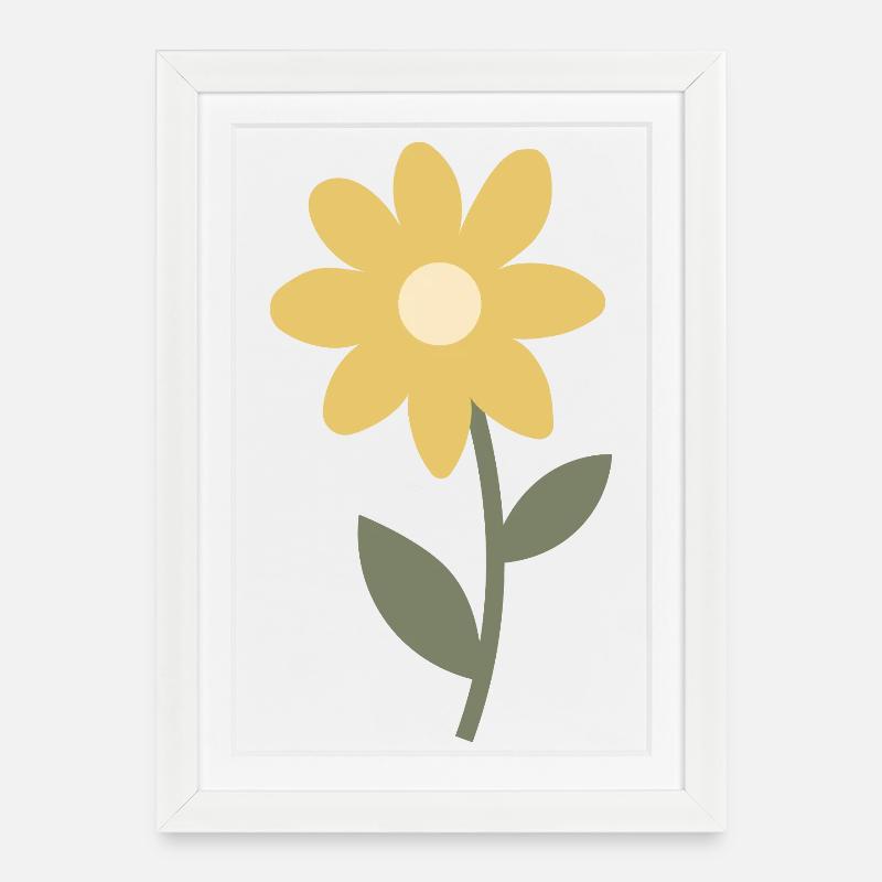 Minimales Blumenblütendesign - Gerahmtes Poster (27 × 37 cm) - Weiß