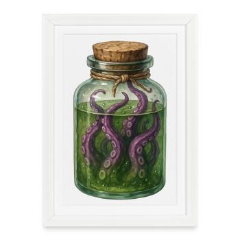 Potion d’alchimie en pot de tentacules Halloween - Affiche encadrée (27 × 37 cm) - blanc - Devant