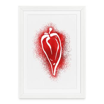 Red Hot Chilli Pepper - Framed poster (27 × 37 cm) - white - Front