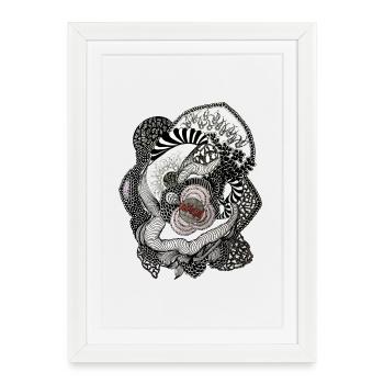 Spirale de Fleurs Noires Blanches - Affiche encadrée (27 × 37 cm) - blanc - Devant