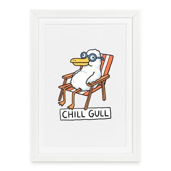 Chill Gull Lounge - Affiche encadrée (27 × 37 cm) - blanc - Devant