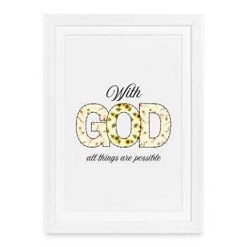 GOD - Framed poster (27 × 37 cm) - white - Front
