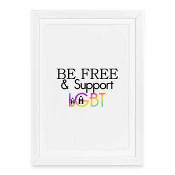 Be Free & Support LGBT - Framed poster (27 × 37 cm) - white - Front