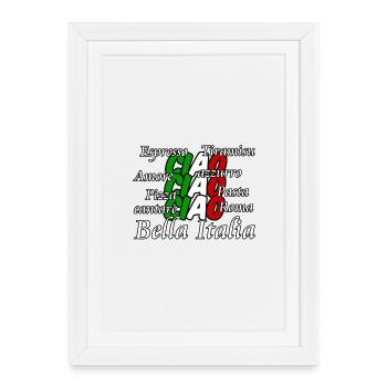 Italie Italie Italie Ciao italien Disant cadeau - Affiche encadrée (27 × 37 cm) - blanc - Devant