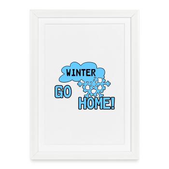 Neige d’hiver drôle de cadeau - Affiche encadrée (27 × 37 cm) - blanc - Devant