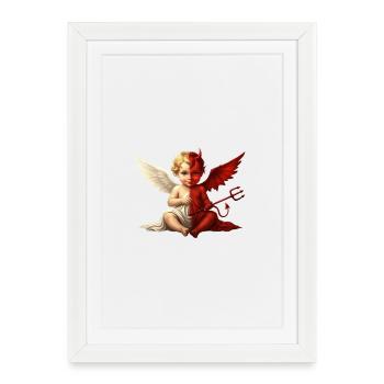 Dual Angel Devil Cherub - Framed poster (27 × 37 cm) - white - Front