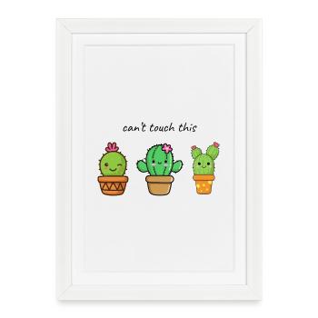 Mignons amis cactus dans le pot - Affiche encadrée (27 × 37 cm) - blanc - Devant