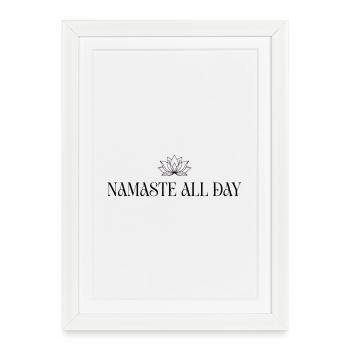 Namaste All Day Lotus - Méditation Bohème Yoga - Affiche encadrée (27 × 37 cm) - blanc - Devant