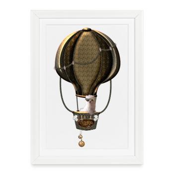 Steampunk, montgolfière - Affiche encadrée (27 × 37 cm) - blanc - Devant