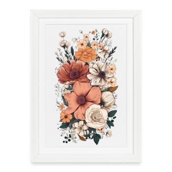 Magnifique pastel d’herbier de fleurs bohèmes - Affiche encadrée (27 × 37 cm) - blanc - Devant