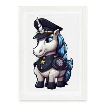 Licorne de la police - Affiche encadrée (27 × 37 cm) - blanc - Devant