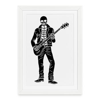 Squelette guitariste (noir) - Affiche encadrée (27 × 37 cm) - blanc - Devant