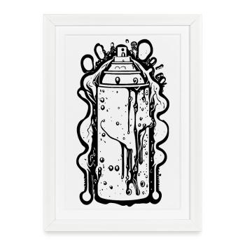 Cool Comic Spray Can avec des gouttes - Affiche encadrée (27 × 37 cm) - blanc - Devant