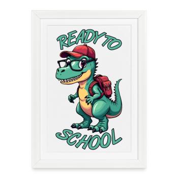 DINO BACK TO SCHOOL - Framed poster (27 × 37 cm) - white - Front