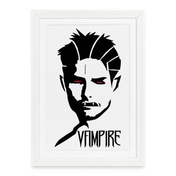 Vampire au masculin - Affiche encadrée (27 × 37 cm) - blanc - Devant