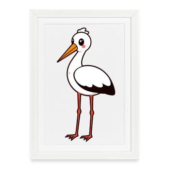 Cigogne - Affiche encadrée (27 × 37 cm) - blanc - Devant