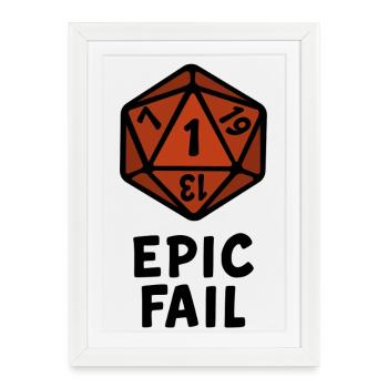D20 Dés Art de style rétro - Affiche encadrée (27 × 37 cm) - blanc - Devant