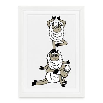 Tired_Sad_Sleepy_Sheep_Yoga_Meditating_5 - Framed poster (27 × 37 cm) - white - Front
