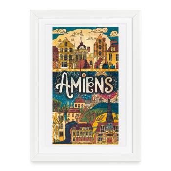 Amiens Cityscape Whimsy France City - Framed poster (27 × 37 cm) - white - Front