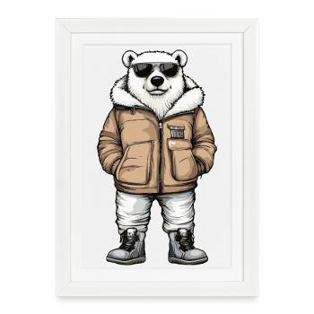 Ours polaire Hiver frais - Affiche encadrée (27 × 37 cm) - blanc - Devant