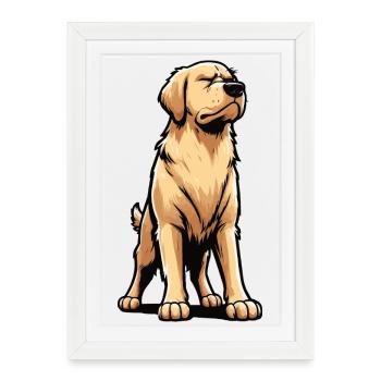 Golden Retriever Goldie Goldiepropriétaire Goldies - Affiche encadrée (27 × 37 cm) - blanc - Devant