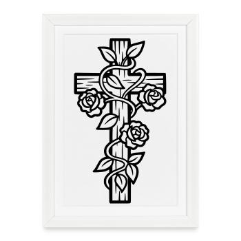 Croisement avec des roses Vignes Vecteur nature - Affiche encadrée (27 × 37 cm) - blanc - Devant