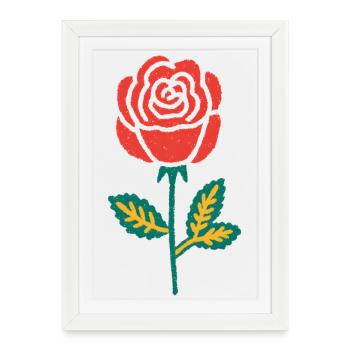 Dessin à la main de la rose rouge - Affiche encadrée (27 × 37 cm) - blanc - Devant