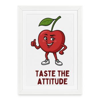 Pomme avec motif d’attitude - Affiche encadrée (27 × 37 cm) - blanc - Devant