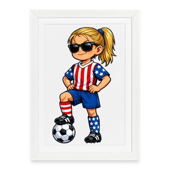 Soccer Girls USA America Fan American - Affiche encadrée (27 × 37 cm) - blanc - Devant