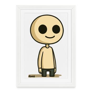 Simple cartoon character with round head - Framed poster (27 × 37 cm) - white - Front