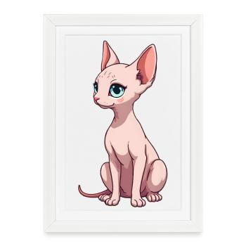 Chat Sphynx - Affiche encadrée (27 × 37 cm) - blanc - Devant