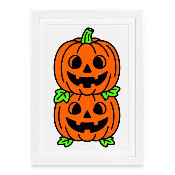 Halloween pumpkins - Framed poster (27 × 37 cm) - white - Front