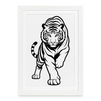 tigre - Affiche encadrée (27 × 37 cm) - blanc - Devant