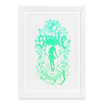 Silhouette de fille dans cadre de feuilles - Affiche encadrée (27 × 37 cm) - blanc - Devant