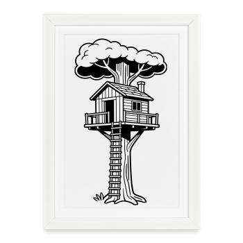 Cabane dans les arbres - Affiche encadrée (27 × 37 cm) - blanc - Devant