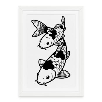 carpe koi - Affiche encadrée (27 × 37 cm) - blanc - Devant