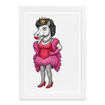 Regal Mare Diva in Pink Feathers - Framed poster (27 × 37 cm) - white - Front
